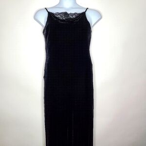 Vintage Silk Blend Velvet Maxi Dress Size 10 Lace Accent Y2K Prom Whimsigoth